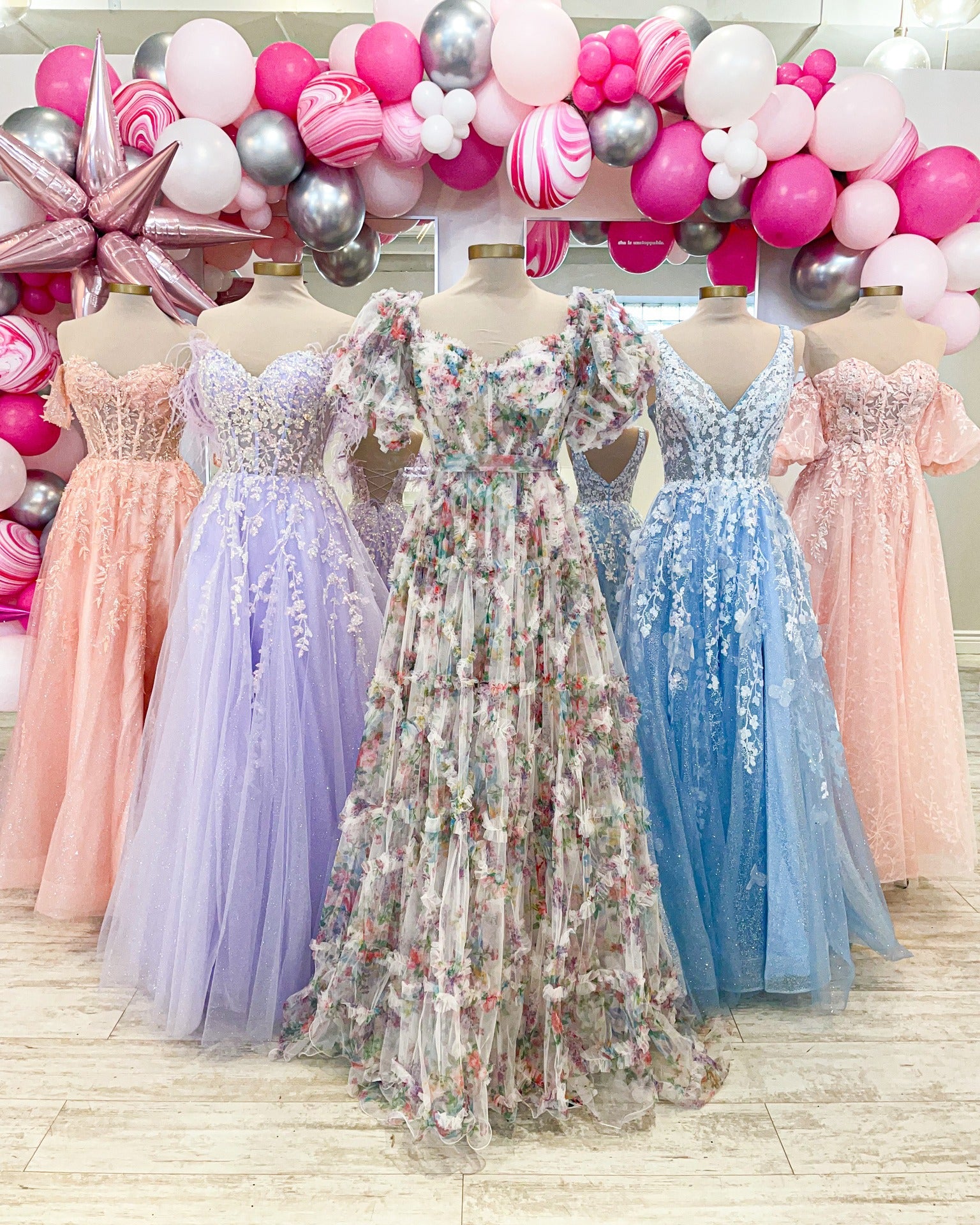 A Line Tulle Prom Dresses