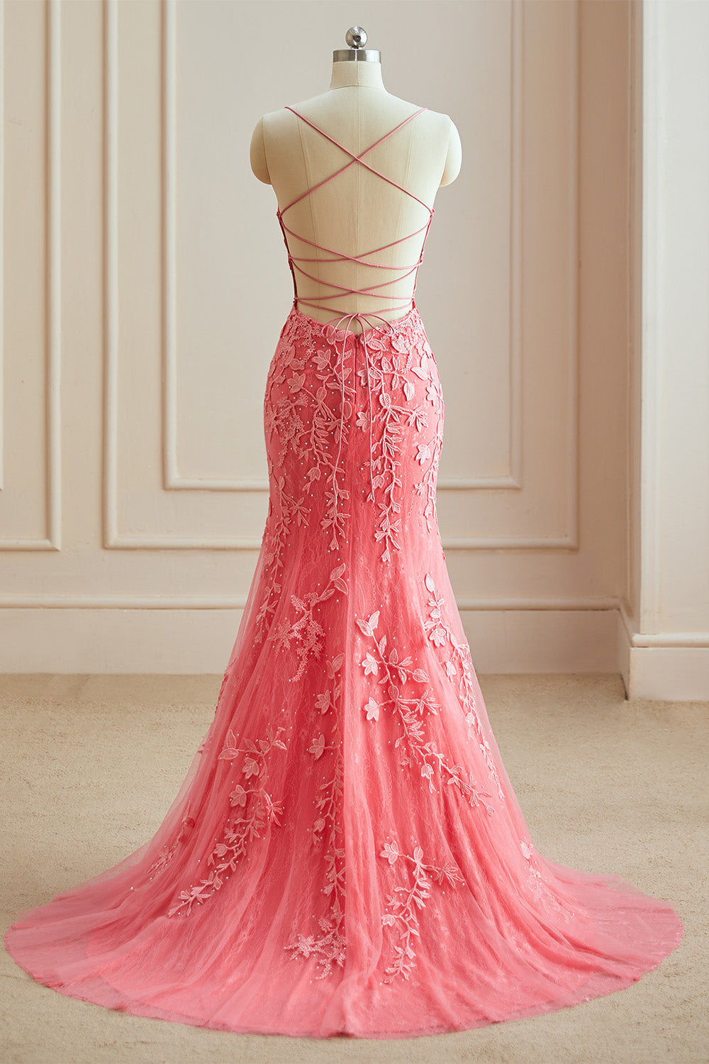 Hebochic Lace Applique With Beading Mermaid Floor Length Slit Women Dress Formal Evening Prom Dress
