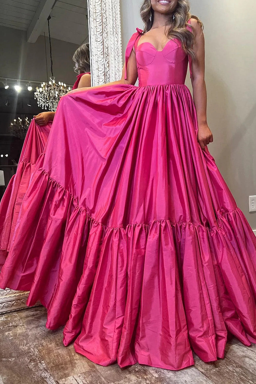 Hebochic Gorgeous Fuchsia Princess Floor Length Prom Dress
