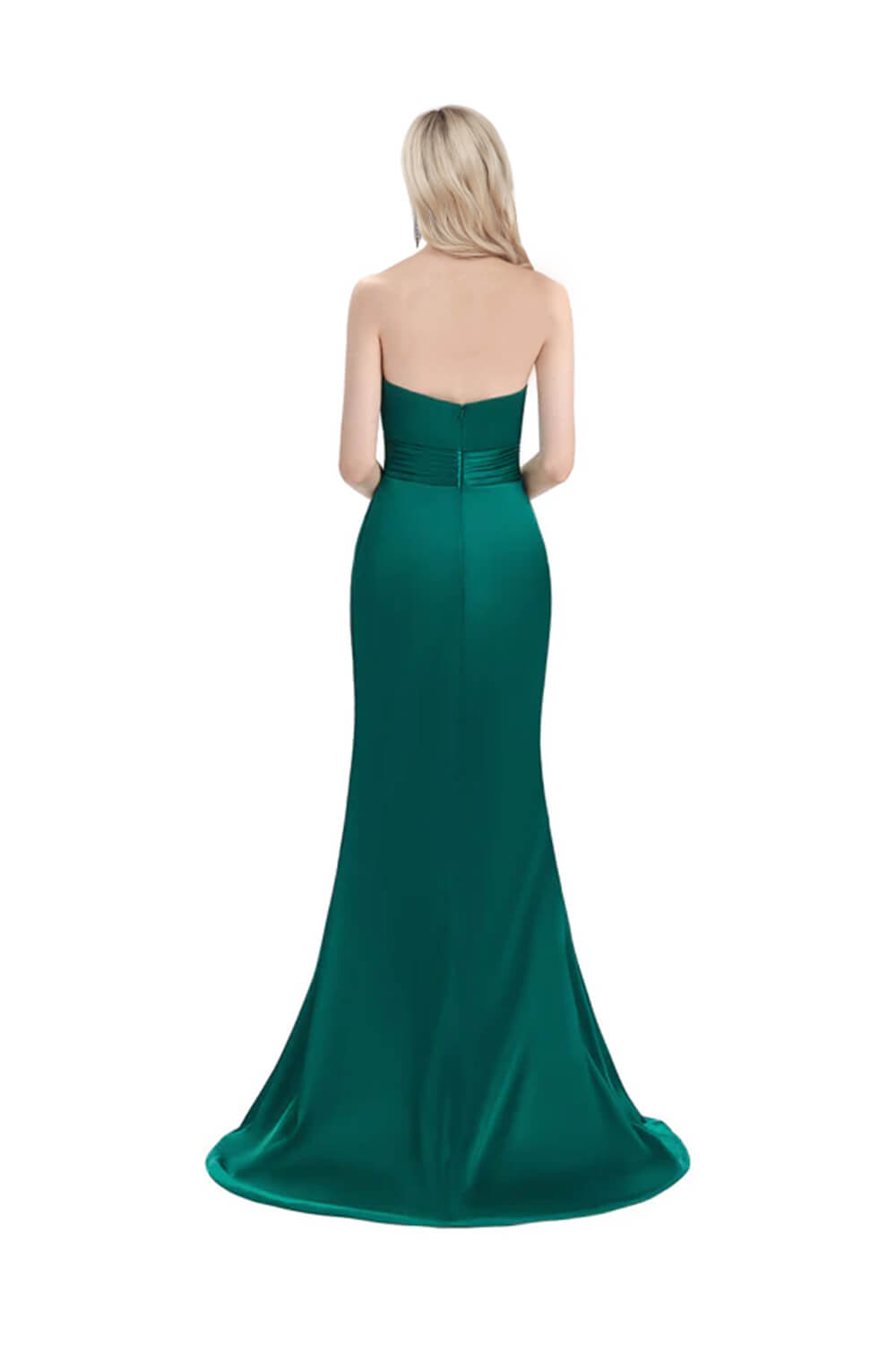 Elegant Soft Satin Strapless Split Side Floor-Length Mermaid Bridesmaid Dresses