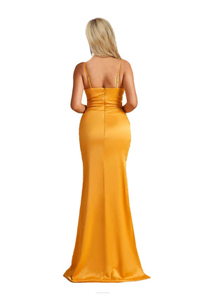Hebochic Mermaid Bridesmaid Dresses Spaghetti Straps V-neck Side Slit Floor Length Evening Gown Dress Prom Dress