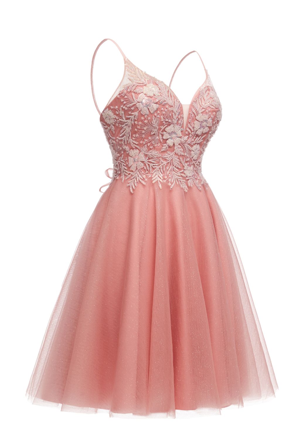 Hebochic Tulle Homecoming Short Dress Spaghetti Straps Mini Prom Dress