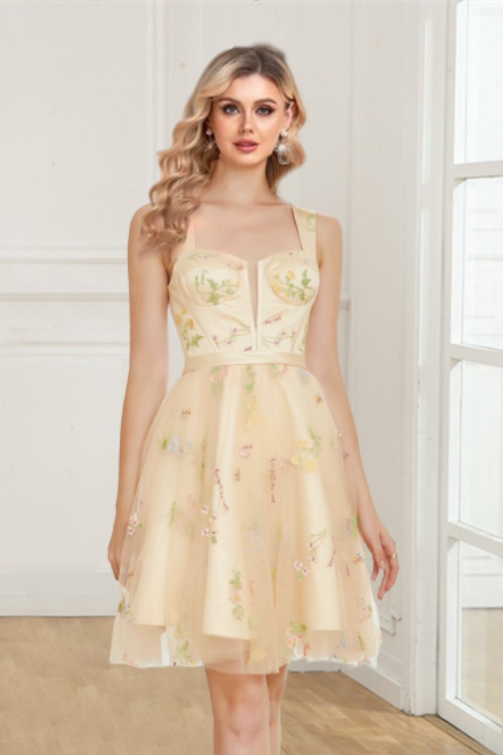 Off The Shoulder A Line Short Homecoming Dress With Embroidery