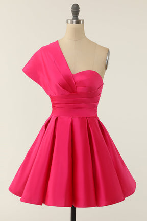 New Arrival One Shoulder A Line Homecoming Cocktail Dresses With Satin