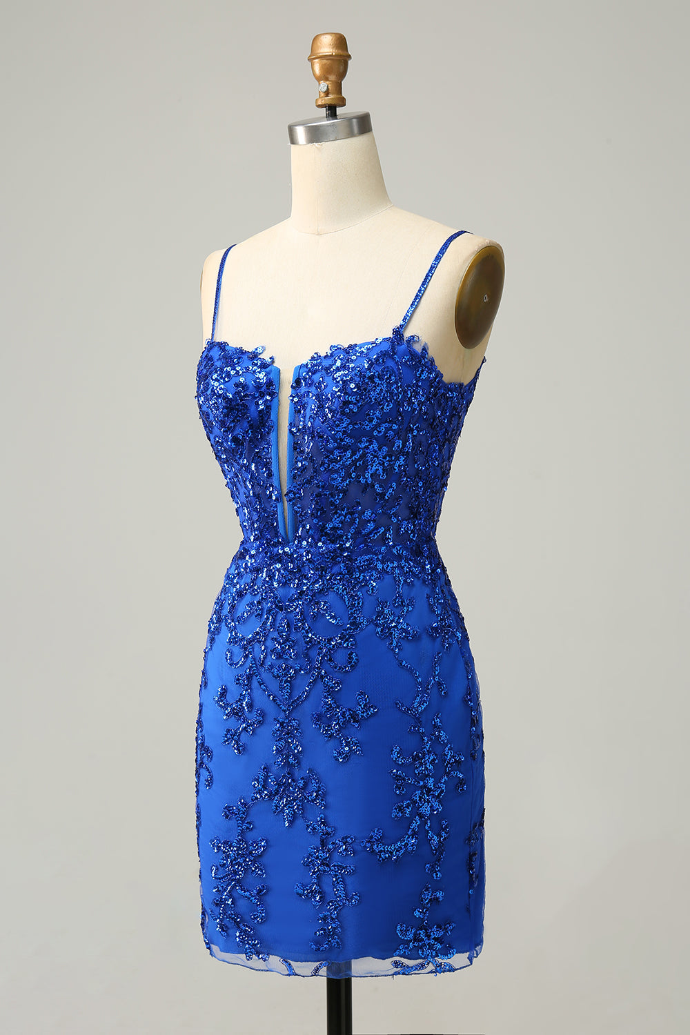Spaghetti Straps Sheath Sequin With Lace Homecoming Cocktail Dresses