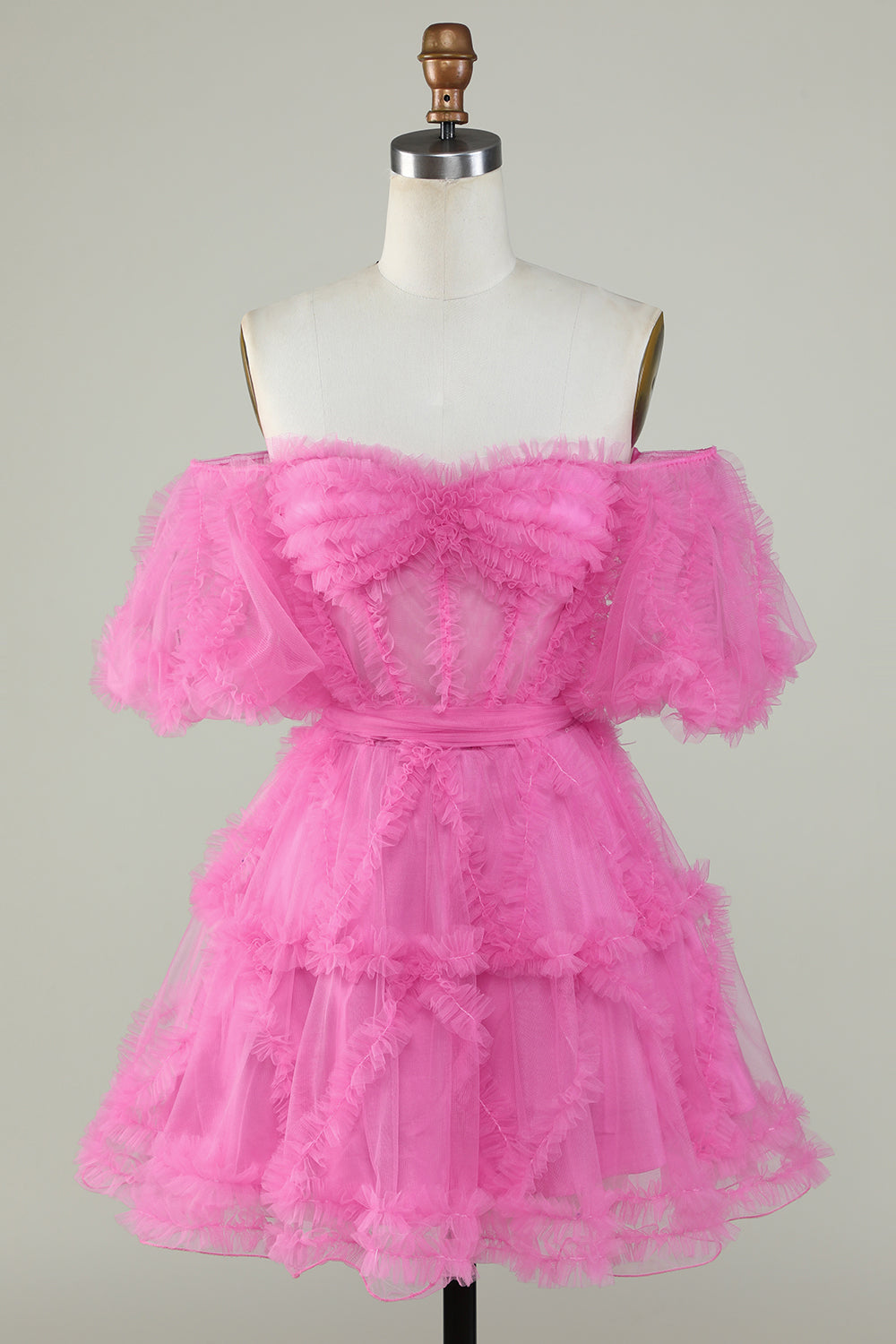 Off The Shoulder A Line Homecoming Dresses Tulle With Ruffles
