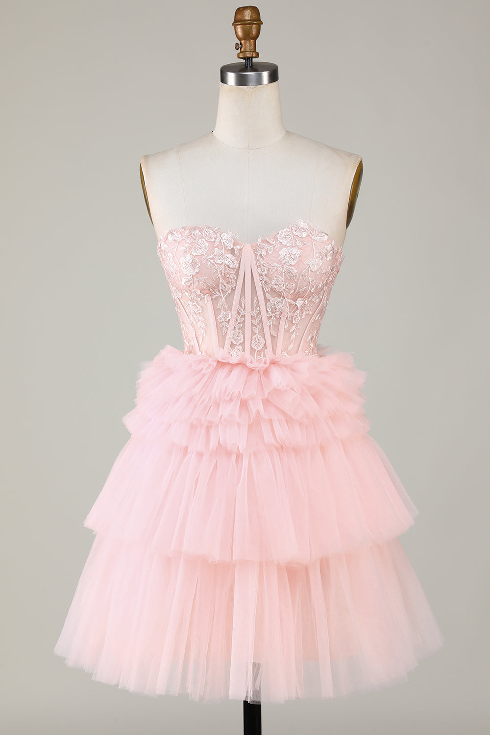 Cute A Line Tiered Sweetheart Tulle Short Homecoming Dresses with Ruffles