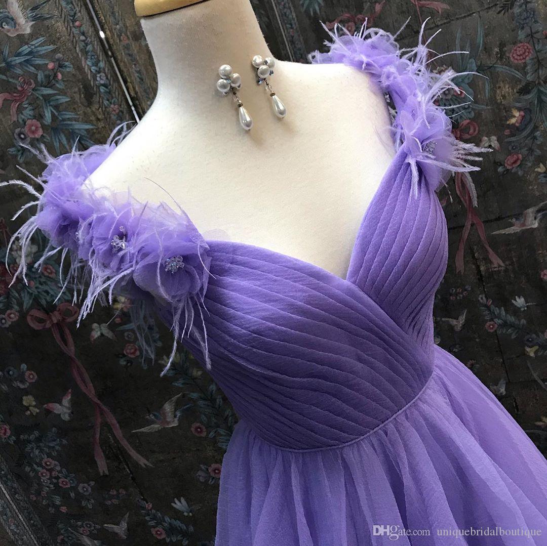 A-Line Ball Gown Sleeveless Off-The-Shoulder purple Ruched Tulle Prom Dresses Evening Dress